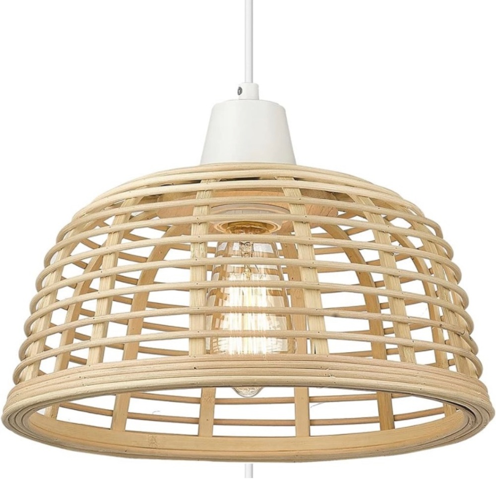Darkaway Hand Woven Bamboo Pendant Light, Modern Retro Boho Pendant Lamp